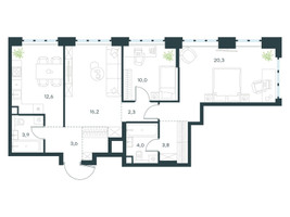 Планировка трехкомнатной(квартира) площадью 79.1 квадратных метров в “ЖК Level Южнопортовая”