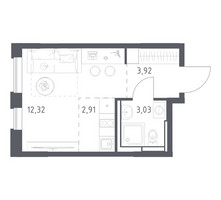 Планировка студии(квартира) площадью 22.18 квадратных метров в “ЖК Прибрежный Парк”