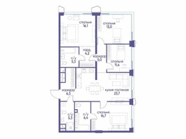 Планировка 4+ комнатной(квартира) площадью 113.42 квадратных метров в “ЖК Остров”