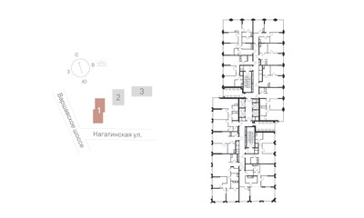 Планировка однокомнатной(квартира) площадью 46.74 квадратных метров в ЖК “ЖК 1-й Нагатинский (Первый Нагатинский)”
