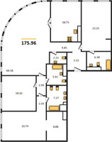 Планировка 4+ комнатной(квартира) площадью 175.96 квадратных метров в “ЖК Sky View (Скай Вью)”