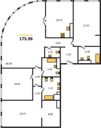 Планировка 4+ комнате(квартира) площадью 175.96 квадратных метров в “ЖК Sky View (Скай Вью)”