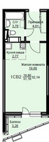 Планировка студии(квартира) площадью 32.6 квадратных метров в “ЖК Соболевка”