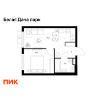 Планировка однокомнатной(квартира) площадью 32.4 квадратных метров в “ЖК Белая Дача парк”