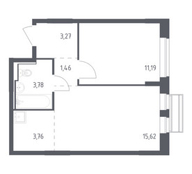 Планировка однокомнатной(квартира) площадью 39.08 квадратных метров в ЖК “ЖК Рублевский Квартал”