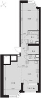 Планировка двухкомнатной(квартира) площадью 63.4 квадратных метров в “ЖК Архитектор”