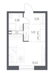 Планировка студии(квартира) площадью 25.05 квадратных метров в ЖК “ЖК Цветочные Поляны”