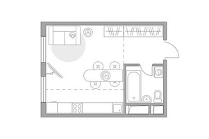 Планировка студии(квартира) площадью 24.61 квадратных метров в “ЖК Аникеевский”