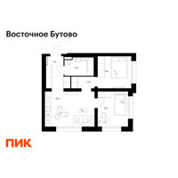 Планировка двухкомнатной(квартира) площадью 46.3 квадратных метров в “ЖК Восточное Бутово”
