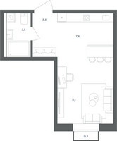 Планировка студии(квартира) площадью 25.2 квадратных метров в “ЖК Равновесие”