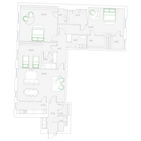 Планировка трехкомнатной(квартира) площадью 188.8 квадратных метров в “Клубный дом Дуо”