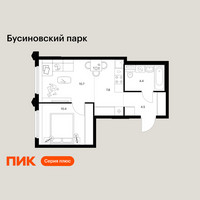 Планировка однокомнатной(квартира) площадью 37.8 квадратных метров в “ЖК Бусиновский парк”