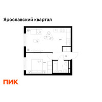 Планировка однокомнатной(квартира) площадью 38.3 квадратных метров в “Ярославский квартал”