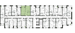 Планировка однокомнатной(квартира) площадью 40.8 квадратных метров в “ЖК Пушкино Град”