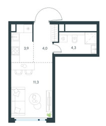 Планировка студии(квартира) площадью 23.5 квадратных метров в ЖК “ЖК Левел Нижегородская”