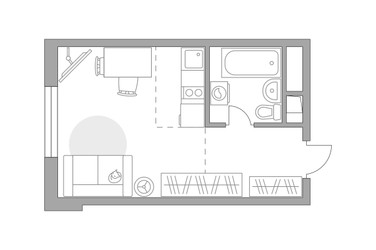 Планировка студии(квартира) площадью 21.25 квадратных метров в ЖК “ЖК Аникеевский”