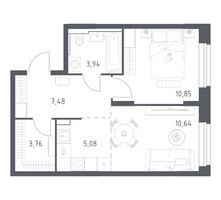 Планировка однокомнатной(квартира) площадью 41.75 квадратных метров в “ЖК Квартал Строгино”