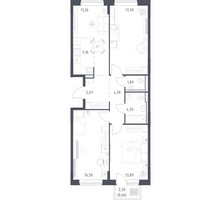 Планировка трехкомнатной(квартира) площадью 80.86 квадратных метров в “ЖК Подольские кварталы”
