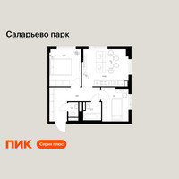 Планировка двухкомнатной(квартира) площадью 46.9 квадратных метров в “ЖК Саларьево парк”