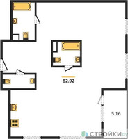 Планировка двухкомнатной(квартира) площадью 82.92 квадратных метров в “Квартал Foriver”