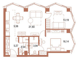 Планировка двухкомнатной(квартира) площадью 69.9 квадратных метров в “ЖК Симфония 34”