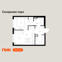 Планировка однокомнатной(квартира) площадью 36.6 квадратных метров в “ЖК Саларьево парк”