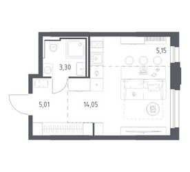 Планировка студии(квартира) площадью 27.51 квадратных метров в ЖК “ЖК Квартал Строгино”