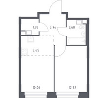 Планировка однокомнатной(квартира) площадью 39.63 квадратных метров в “ЖК ЭкоБунино (Южное Бунино)”