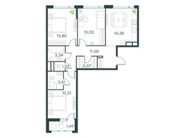 Планировка трехкомнатной(квартира) площадью 78.2 квадратных метров в “ЖК Level Лесной”