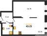 Планировка однокомнатной(апартаменты) площадью 43.25 квадратных метров в “ЖК EVOPARK Измайлово (Эвопарк Измайлово)”