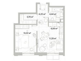 Планировка однокомнатной(квартира) площадью 43.03 квадратных метров в “Архитектурный проект Мыс”