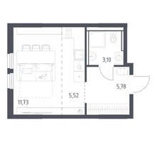 Планировка студии(квартира) площадью 26.13 квадратных метров в “ЖК Пригород Лесное”