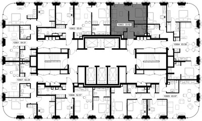 Планировка однокомнатной(квартира) площадью 33.9 квадратных метров в ЖК “ЖК SET (Сет)”