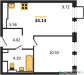 Планировка однокомнатной(квартира) площадью 34.14 квадратных метров в “ЖК Молжаниново”