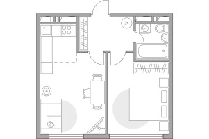 Планировка двухкомнатной(квартира) площадью 41.2 квадратных метров в “ЖК Бригантина”