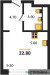 Планировка студии(квартира) площадью 22.8 квадратных метров в “ЖК Первый Московский”