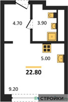 Планировка студии(квартира) площадью 22.8 квадратных метров в “ЖК Первый Московский”