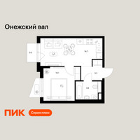 Планировка однокомнатной(квартира) площадью 32.1 квадратных метров в “ЖК Онежский вал”
