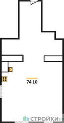 Планировка однокомнатной(квартира) площадью 74.1 квадратных метров в ЖК “ЖК Лайм”