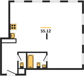 Планировка однокомнатной(квартира) площадью 55.12 квадратных метров в ЖК “ЖК Din Haus”