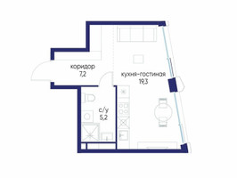 Планировка студии(квартира) площадью 31.72 квадратных метров в “ЖК Остров”