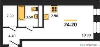 Планировка студии(квартира) площадью 25.5 квадратных метров в “ЖК Новая Щербинка”