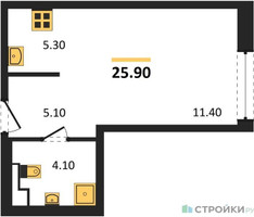 Планировка студии(квартира) площадью 25.9 квадратных метров в “ЖК INJOY (Инджой)”