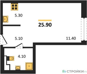 Планировка студии(квартира) площадью 25.9 квадратных метров в ЖК “ЖК INJOY (Инджой)”