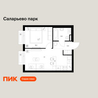 Планировка однокомнатной(квартира) площадью 34.3 квадратных метров в “ЖК Саларьево парк”