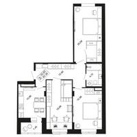 Планировка трехкомнатной(квартира) площадью 82.4 квадратных метров в “ЖК Времена года”