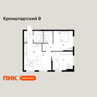 Планировка двухкомнатной(квартира) площадью 65.4 квадратных метров в “ЖК Кронштадтский 9”