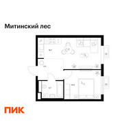 Планировка однокомнатной(квартира) площадью 36.2 квадратных метров в “ЖК Митинский лес”