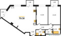 Планировка двухкомнатной(квартира) площадью 79.5 квадратных метров в “ЖК Sokolinn Park (Соколинн Парк)”