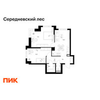 Планировка двухкомнатной(квартира) площадью 58.6 квадратных метров в “ЖК Середневский лес”
